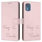 For Nokia C02 Smile Embossing RFID Leather Phone Case(Pink) - 3