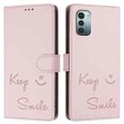 For Nokia G11 / G21  Smile Embossing RFID Leather Phone Case(Pink) - 3