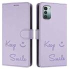 For Nokia G11 / G21  Smile Embossing RFID Leather Phone Case(Light Purple) - 3