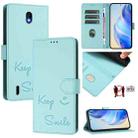For Nokia C01 Plus / C1 2nd Edition Smile Embossing RFID Leather Phone Case(Mint Green) - 1