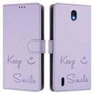 For Nokia C01 Plus / C1 2nd Edition Smile Embossing RFID Leather Phone Case(Light Purple) - 3