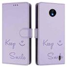 For Nokia C10 / C20 Smile Embossing RFID Leather Phone Case(Light Purple) - 3