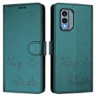 For Nokia X30 5G Smile Embossing RFID Leather Phone Case(Peacock Green) - 3