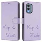 For Nokia X30 5G Smile Embossing RFID Leather Phone Case(Light Purple) - 3