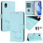 For TCL 201 Smile Embossing RFID Leather Phone Case(Mint Green) - 1