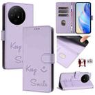 For TCL 50 XL 5G Smile Embossing RFID Leather Phone Case(Light Purple) - 1