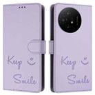 For TCL 50 XL 5G Smile Embossing RFID Leather Phone Case(Light Purple) - 3