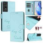 For TCL 505 Smile Embossing RFID Leather Phone Case(Mint Green) - 1