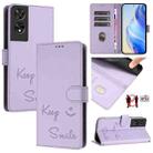 For TCL 505 Smile Embossing RFID Leather Phone Case(Light Purple) - 1