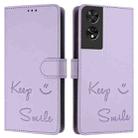 For TCL 505 Smile Embossing RFID Leather Phone Case(Light Purple) - 3