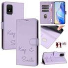 For TCL 502 Smile Embossing RFID Leather Phone Case(Light Purple) - 1