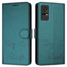 For TCL 405 / 406 / 408 Smile Embossing RFID Leather Phone Case(Peacock Green) - 3