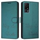 For TCL 40 XL / 40 T T608DL Smile Embossing RFID Leather Phone Case(Peacock Green) - 3