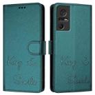 For TCL 40 SE Smile Embossing RFID Leather Phone Case(Peacock Green) - 3