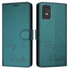 For TCL 403 Smile Embossing RFID Leather Phone Case(Peacock Green) - 3