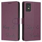 For TCL 403 Smile Embossing RFID Leather Phone Case(Violet) - 3