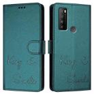 For TCL 30 XL T701DL Smile Embossing RFID Leather Phone Case(Peacock Green) - 3