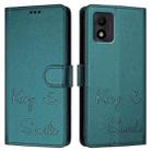 For TCL 303 Smile Embossing RFID Leather Phone Case(Peacock Green) - 3