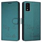 For TCL 30T T603DL Smile Embossing RFID Leather Phone Case(Peacock Green) - 3