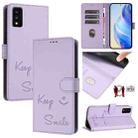 For TCL 30T T603DL Smile Embossing RFID Leather Phone Case(Light Purple) - 1