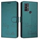 For TCL 30 SE Smile Embossing RFID Leather Phone Case(Peacock Green) - 3