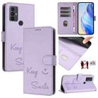 For TCL 30 SE Smile Embossing RFID Leather Phone Case(Light Purple) - 1