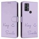 For TCL 30 SE Smile Embossing RFID Leather Phone Case(Light Purple) - 3