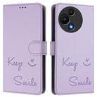 For TCL 605 / 60 SE Smile Embossing RFID Leather Phone Case(Light Purple) - 2