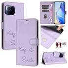 For T-Mobile REVVL 7 Pro 5G Smile Embossing RFID Leather Phone Case(Light Purple) - 1