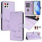 For T-Mobile REVVL 7 5G Smile Embossing RFID Leather Phone Case(Light Purple) - 1