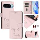 For Google Pixel 9 / Pixel 9 Pro Smile Embossing RFID Leather Phone Case(Pink) - 1