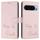 For Google Pixel 9 / Pixel 9 Pro Smile Embossing RFID Leather Phone Case(Pink) - 3