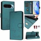 For Google Pixel 9 / Pixel 9 Pro Smile Embossing RFID Leather Phone Case(Peacock Green) - 1