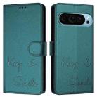 For Google Pixel 9 / Pixel 9 Pro Smile Embossing RFID Leather Phone Case(Peacock Green) - 3