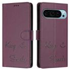 For Google Pixel 9 / Pixel 9 Pro Smile Embossing RFID Leather Phone Case(Violet) - 3