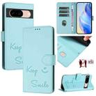 For Google Pixel 8a Smile Embossing RFID Leather Phone Case(Mint Green) - 1