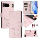 For Google Pixel 8a Smile Embossing RFID Leather Phone Case(Pink) - 1