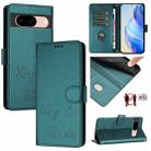 For Google Pixel 8a Smile Embossing RFID Leather Phone Case(Peacock Green) - 1