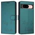 For Google Pixel 8a Smile Embossing RFID Leather Phone Case(Peacock Green) - 3