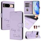 For Google Pixel 8a Smile Embossing RFID Leather Phone Case(Light Purple) - 1