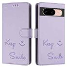 For Google Pixel 8a Smile Embossing RFID Leather Phone Case(Light Purple) - 3