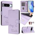 For Google Pixel 8 Pro Smile Embossing RFID Leather Phone Case(Light Purple) - 1