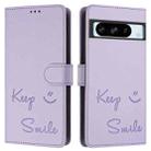 For Google Pixel 8 Pro Smile Embossing RFID Leather Phone Case(Light Purple) - 3