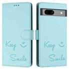 For Google Pixel 7a Smile Embossing RFID Leather Phone Case(Mint Green) - 3