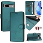 For Google Pixel 7a Smile Embossing RFID Leather Phone Case(Peacock Green) - 1