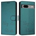 For Google Pixel 7a Smile Embossing RFID Leather Phone Case(Peacock Green) - 3