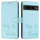 For Google Pixel 7 Pro Smile Embossing RFID Leather Phone Case(Mint Green) - 3