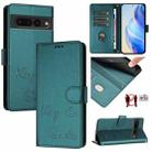 For Google Pixel 7 Pro Smile Embossing RFID Leather Phone Case(Peacock Green) - 1