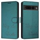 For Google Pixel 7 Pro Smile Embossing RFID Leather Phone Case(Peacock Green) - 3