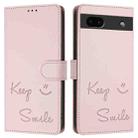 For Google Pixel 6a Smile Embossing RFID Leather Phone Case(Pink) - 3